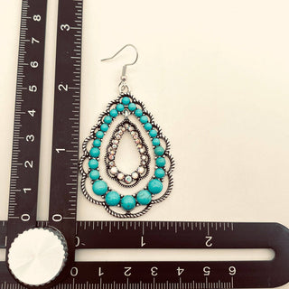 Rhinestone Turquoise Tear Drop Earrings