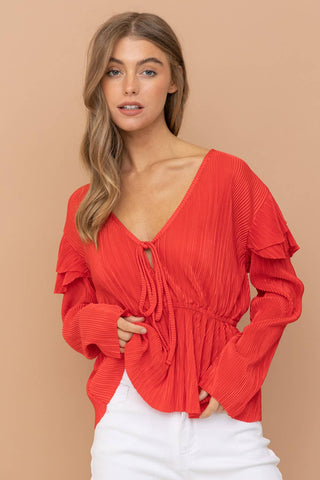 Red Ruffle Top