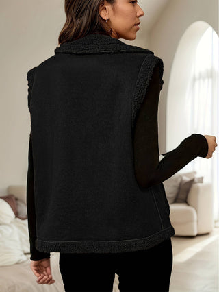 Corduroy collar and suede vest jacket