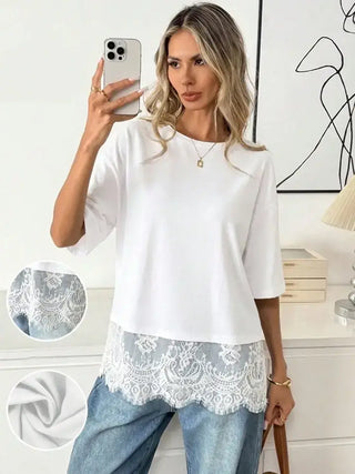 White Lace Trim Top