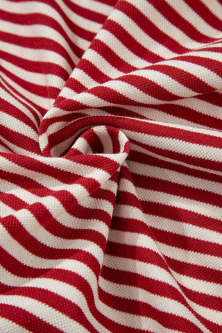 Red Stripe Bowknot Cutout Shirt