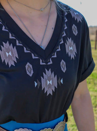 Embroidered Aztec Tee