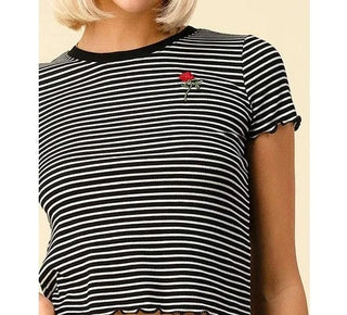 Short Sleeve Striped Rose T-shirt