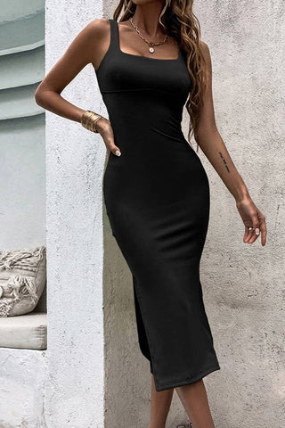 Backless Twisted Midi Dress - Black