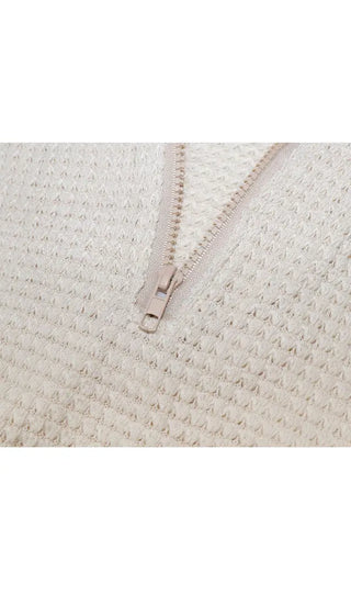 Quarter Zip Waffle Knit Sweater