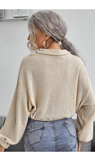 Quarter Zip Waffle Knit Sweater
