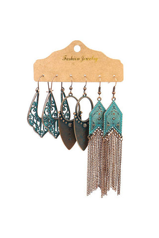 Turquoise Metal Tassels Earrings
