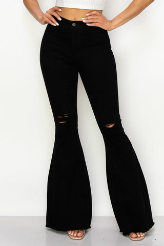 Distressed Bell Bottom Jeans