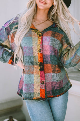 Multicolor Checked Buttoned Shacket