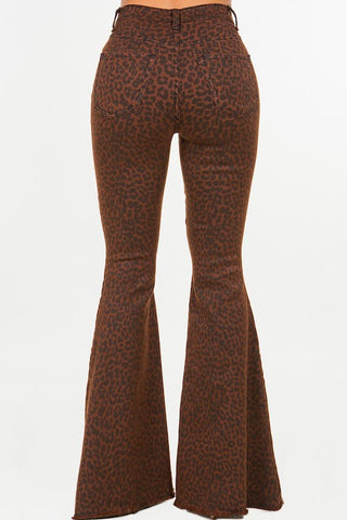 Leopard Bell Bottom Jeans